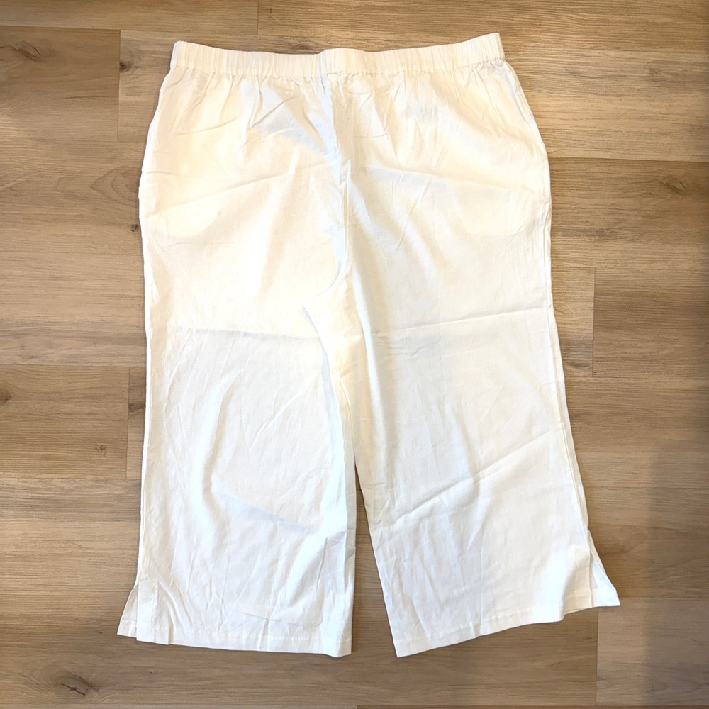Wynne Layers White Linen Casual Summer Pants Women's Size 2X